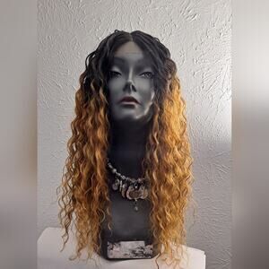 Ombre Blonde Invisible Lace 30" Long Curly Wig Synthetic